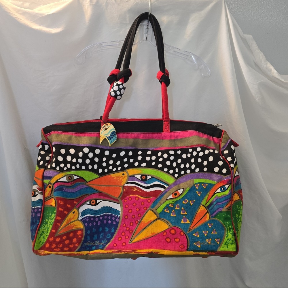 Laurel Burch "Sky Spirit" Canvas Weekender Duffle Bag Folk Art Tropical Birds